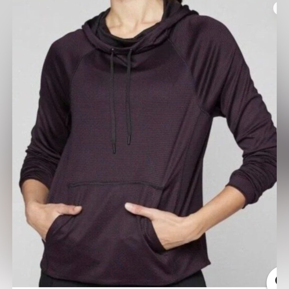 Athleta Heavenly Hail Mock Neck Pullover Hoodie-NO‎ DRAWSTRING